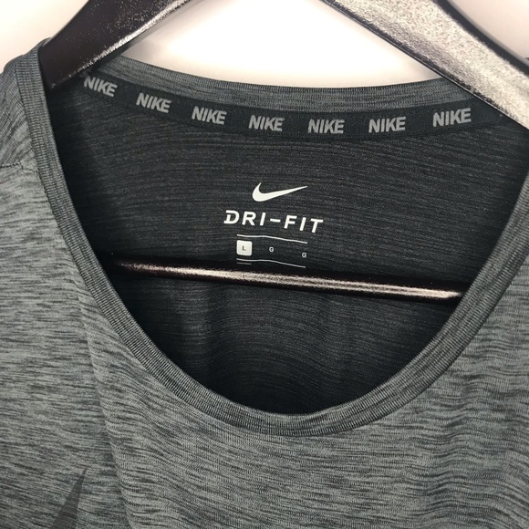 Nike Dri-Fit Tee in Dark Gray with large swoosh - Picture 2 of 4